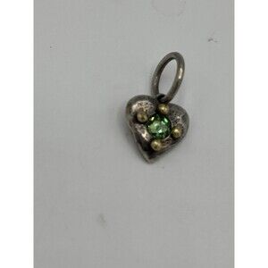 Waxing poetic Designer Signed Sterling Silver 925 Green Peridot Heart charm